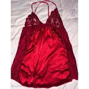 Women's Plus Size Red Satin & Lace Babydoll Chemise Lingerie, Size 3XL